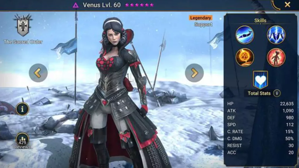 Screenshot of Raid Shadow Legends character: Venus