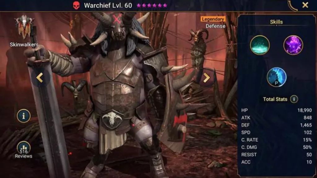 Screenshot of Raid Shadow Legends character: Warchief