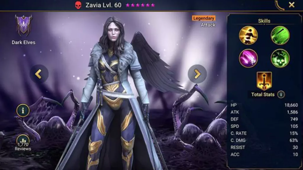 Screenshot of Raid Shadow Legends character: Zavia