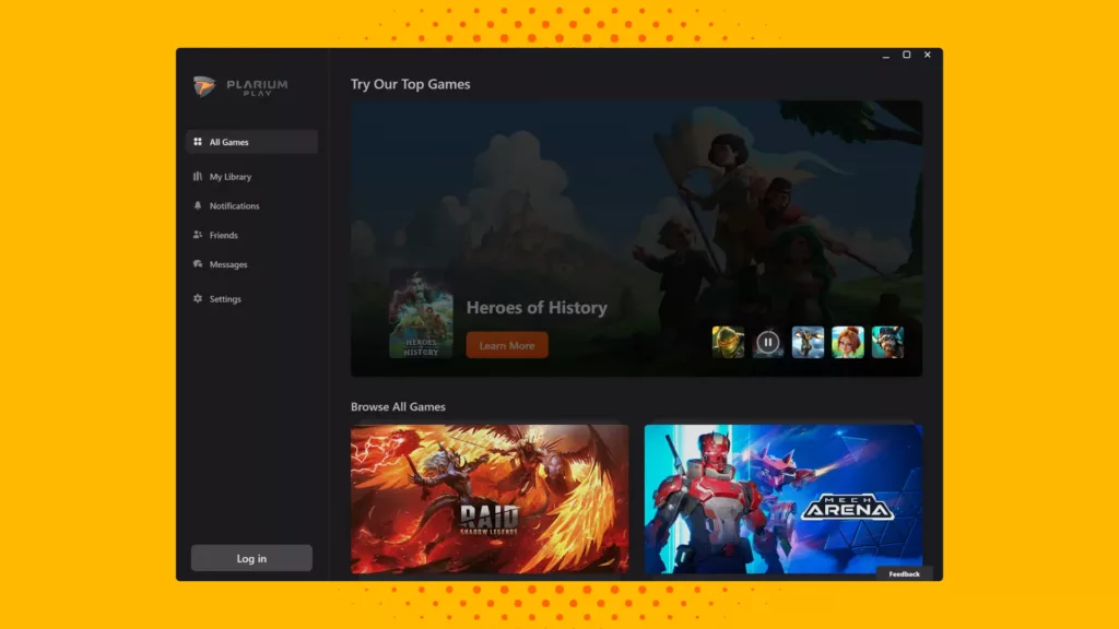 Screenshot of the Plarium Play launcher.