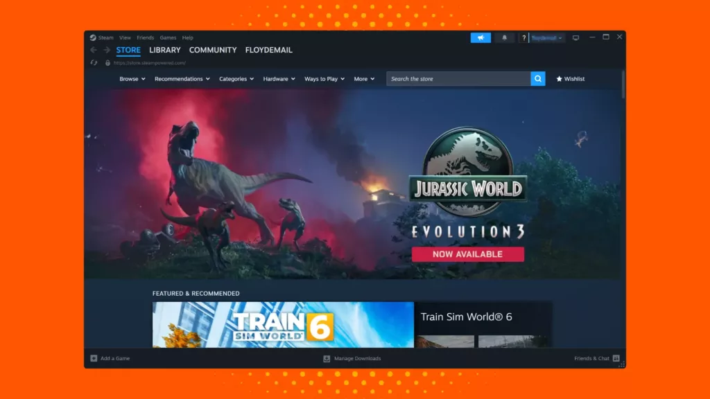 Screenshot of the Steam game launcher.