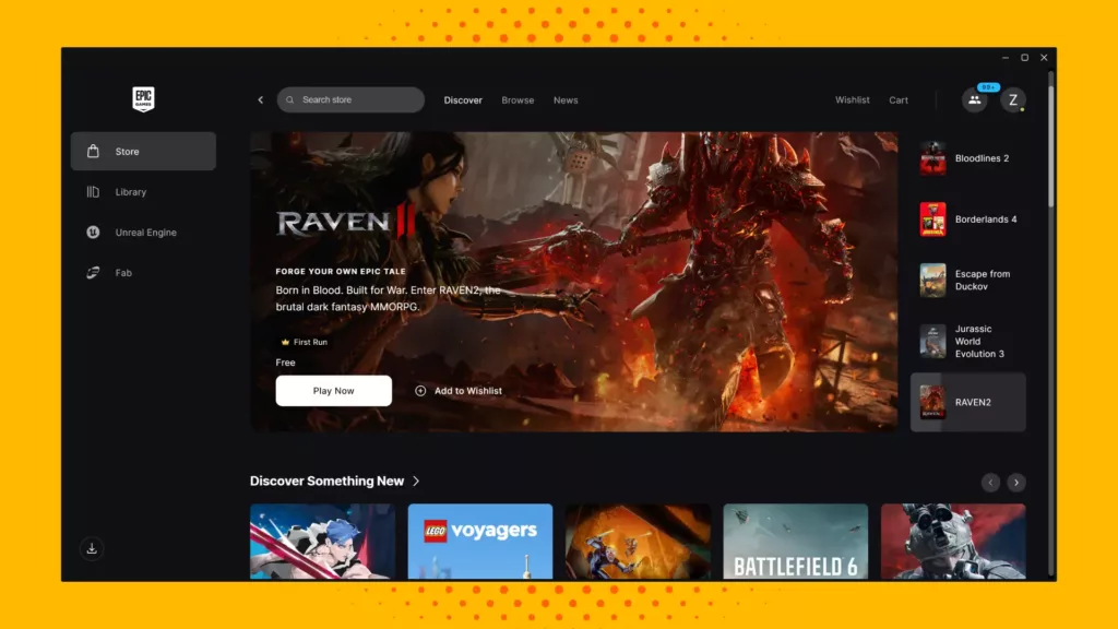 Screenshot of the Epic Games Store launcher.