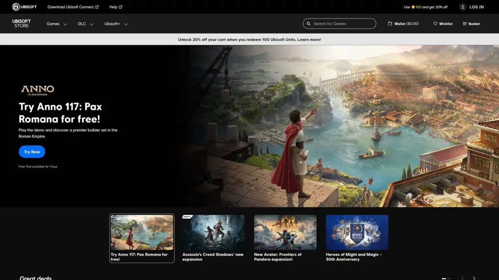 Screenshot of the Ubisoft client.
