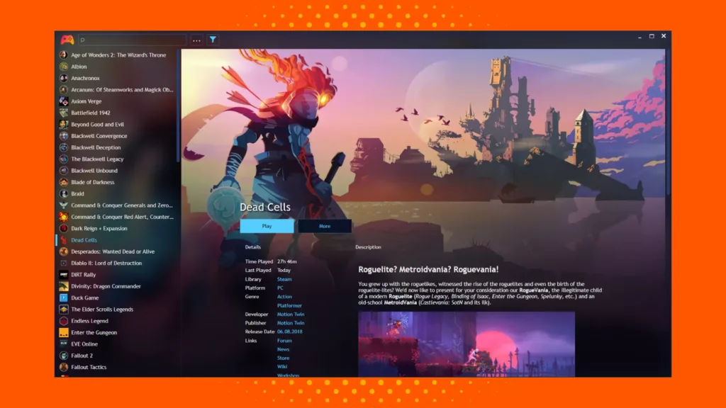Screenshot of the Playnite launcher.