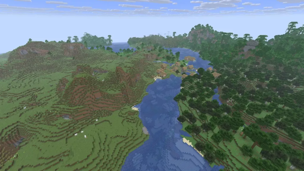 A large river valley that separates two distinct biomes.