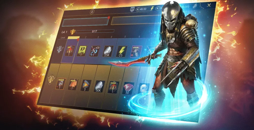 Скриншот Пропуска героя, посвященного Хищнику в RAID: Shadow Legends