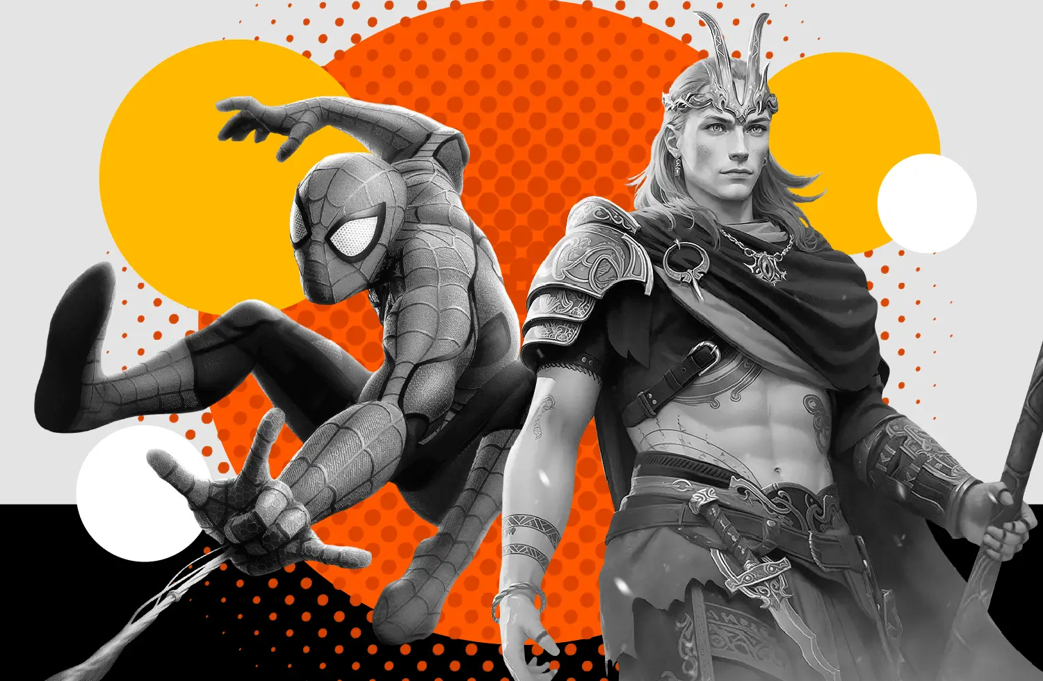 Loki from RAID: Shadow Legends and Spider-Man from Marvel Strike Force.