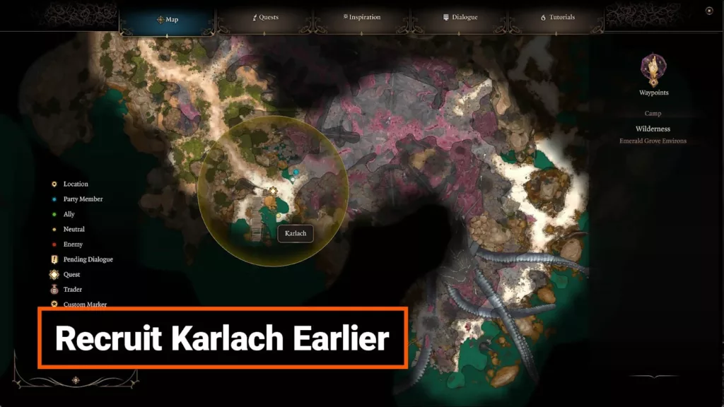  A screenshot of the Recruit Karlach Earlier mod.
