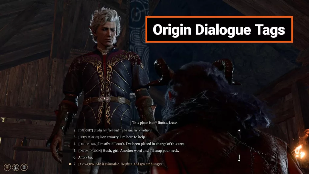 A screenshot of the original dialogue tags mod.