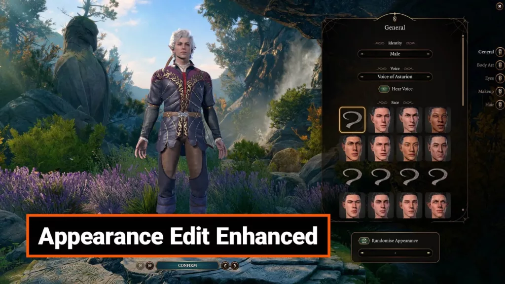 A screenshot of the Appearance Edit Enhanced mod.