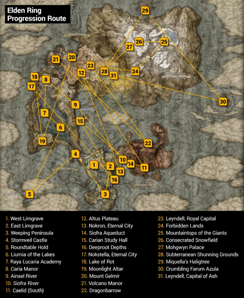 Elden Ring’s level map.