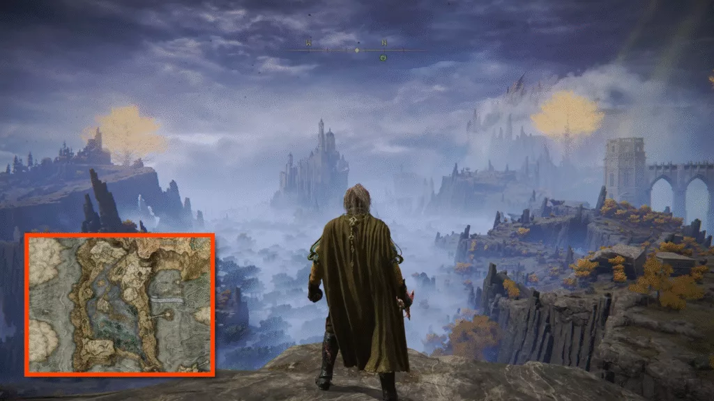 A screenshot of Liurnia of the Lakes.