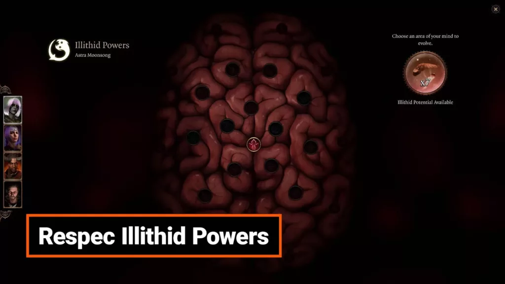 A screenshot of the Respec Illithid Powers mod.