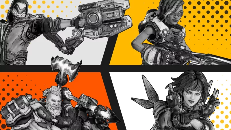 Collage of Borderlands 4 characters: Amon, Rafa, Vex, and Harlowe.