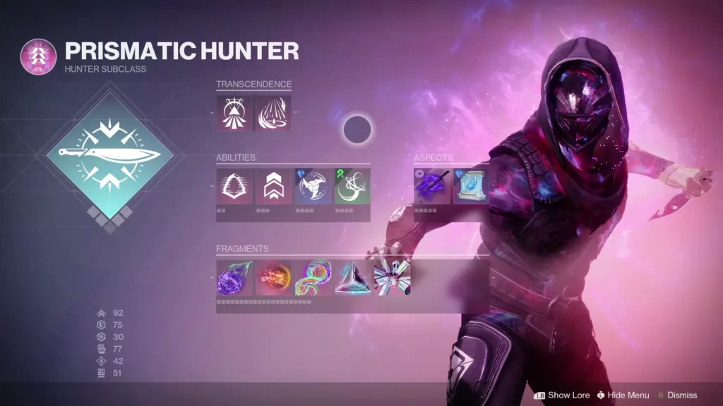 Destiny 2 Prismatic Hunter subclass.