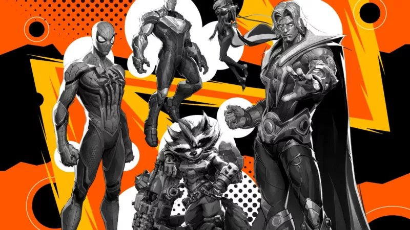 Spider-Man, Rocket Raccoon, Adam Warlock and others from Marvel Rivals.
