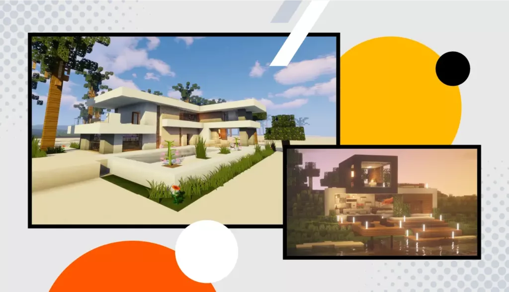 Collage of modern house ideas for Minecraft