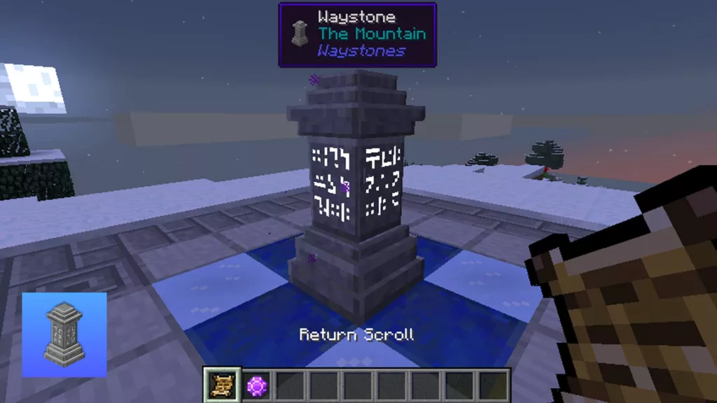 Screenshot of the Minecraft mod called Waystones