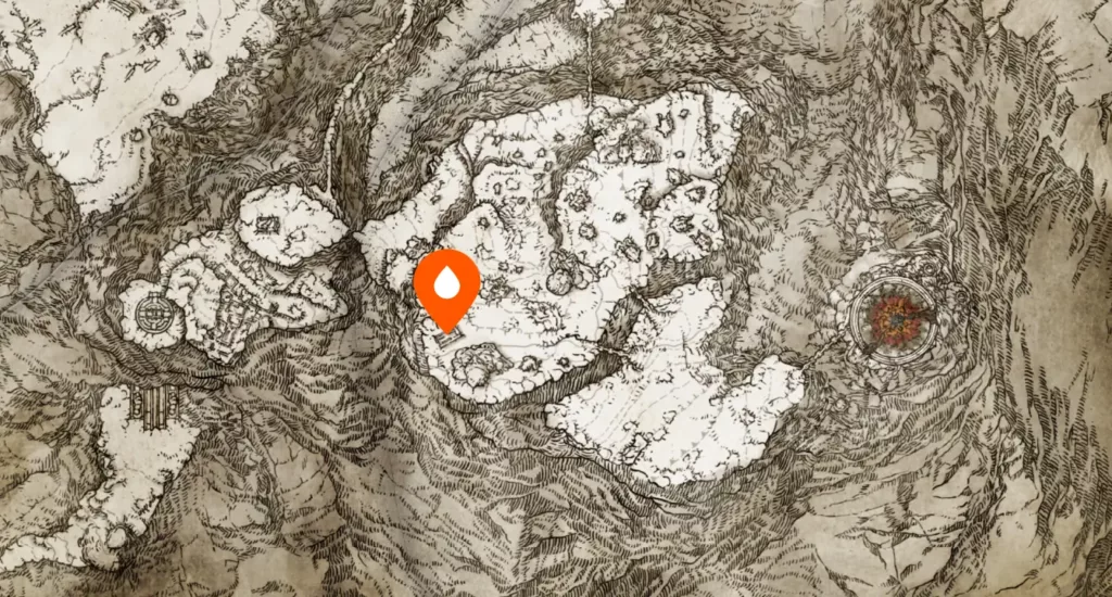 Map of where to find Rivers of Blood location in Elden Ring.