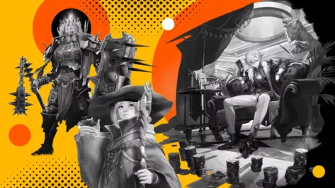 Greyscale image illustrating different characters from the top mobile RPG games