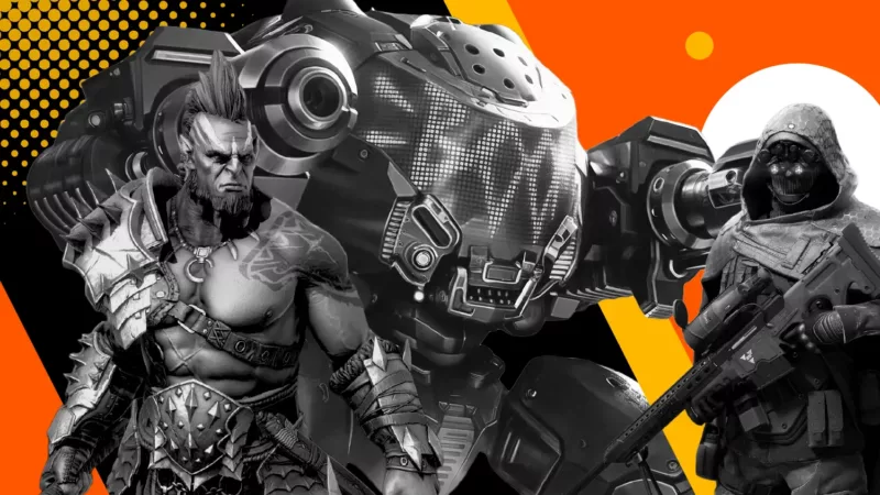 Characters from the games RAID: Shadow Legends, Mech Arena , and Soldiers Inc.: Mobile Warfare.